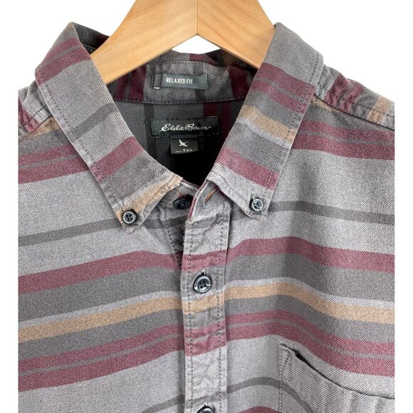 Eddie Bauer Mens Size TXL Multicolor Striped Button Up Long Sleeve Relaxed Shirt - Picture 2 of 11